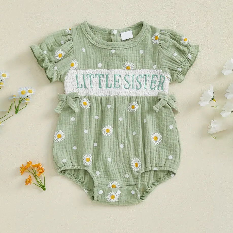 Summer Daisies Printed Short Sleeve Baby Romper