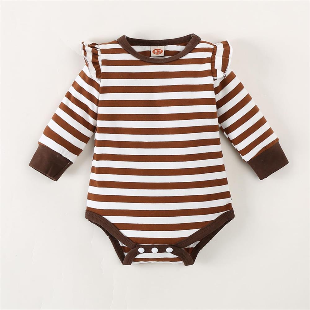3PCS My 1st Thanksgiving Print Striped Long Sleeve Baby Set