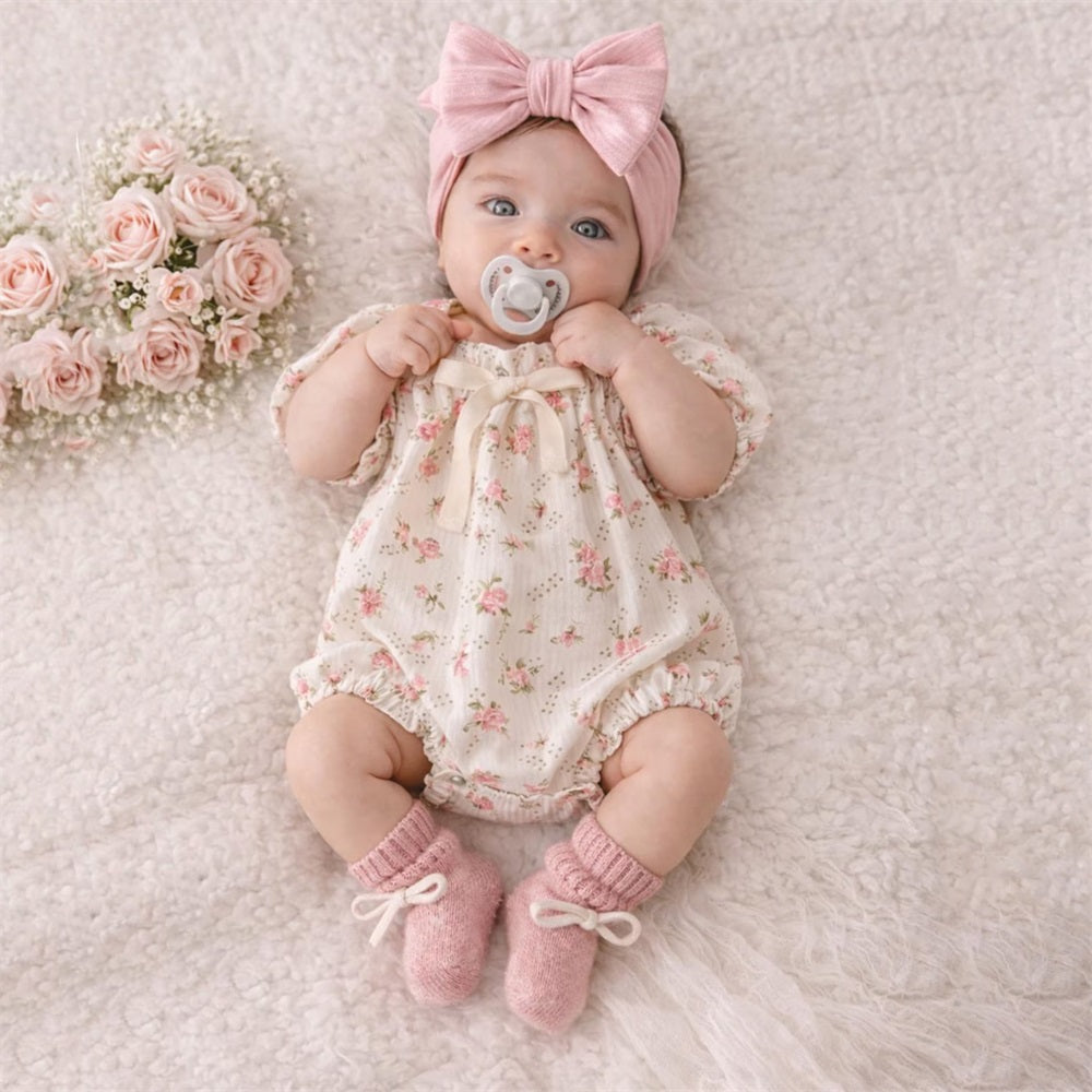 Comfy Cute Floral Printed Short Sleeve Baby Romper