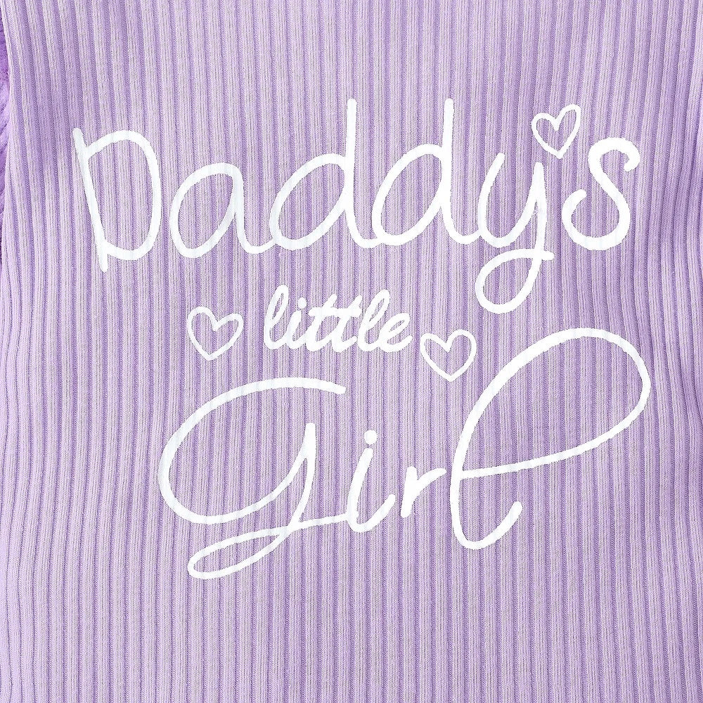 3PCS Daddy's Little Girl Letter Floral Print Long Sleeve Baby Set