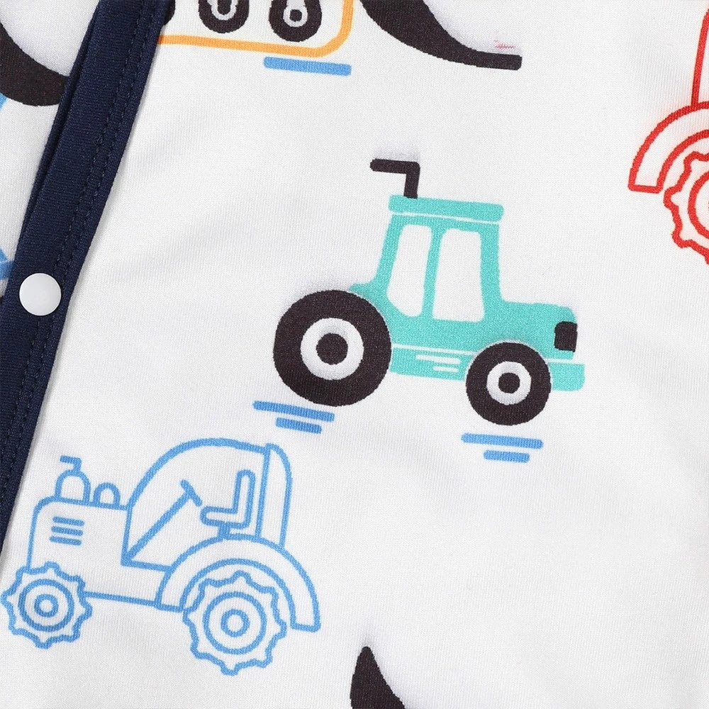 2PCS Cute Cartoon Loader Print Long Sleeve Baby Jumpsuit