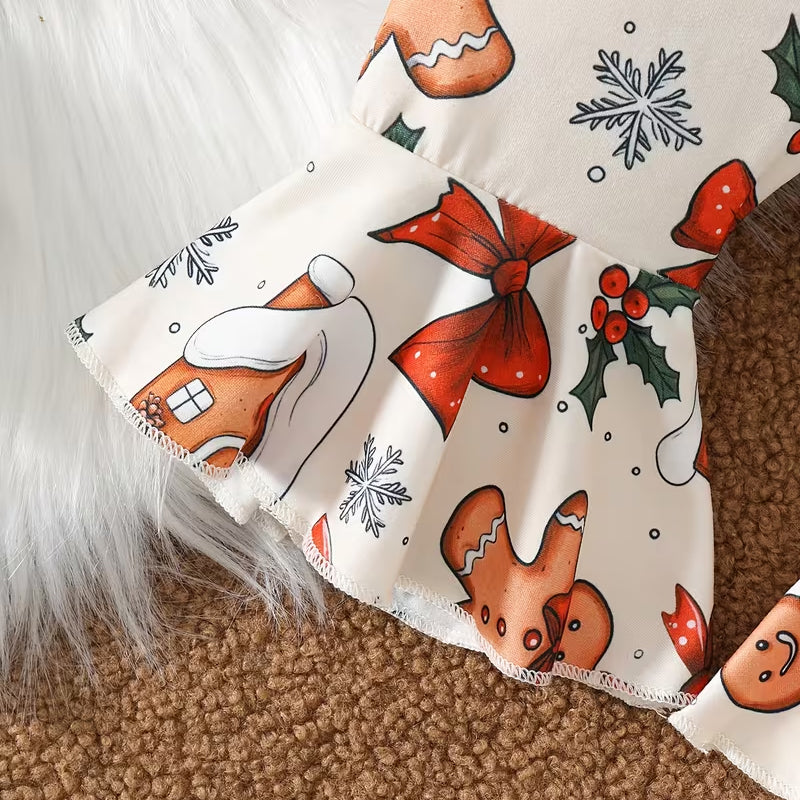 3PCS My 1st Christmas Letter Gingerbread Man Print Baby Set