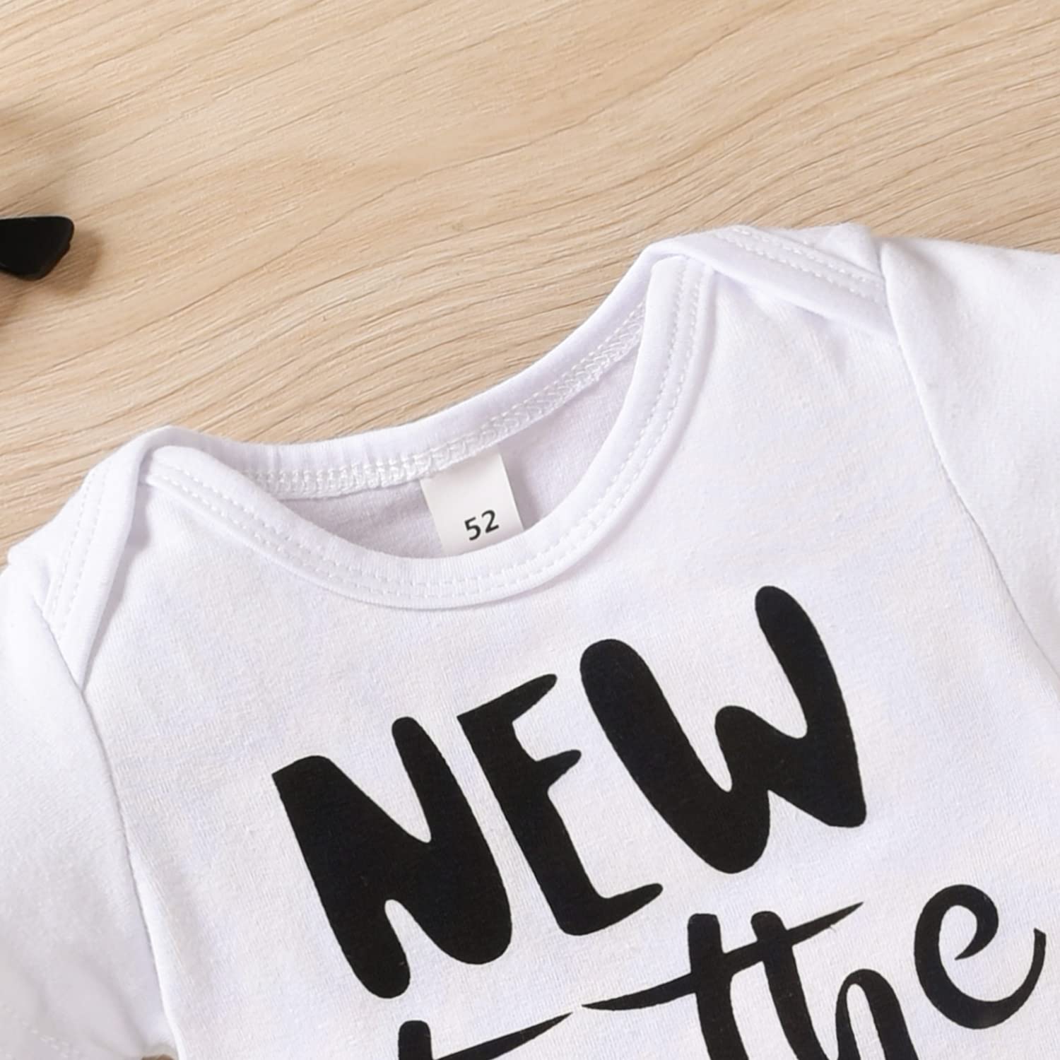 3PCS New To The Crew Letter Stripe Printed Baby Set