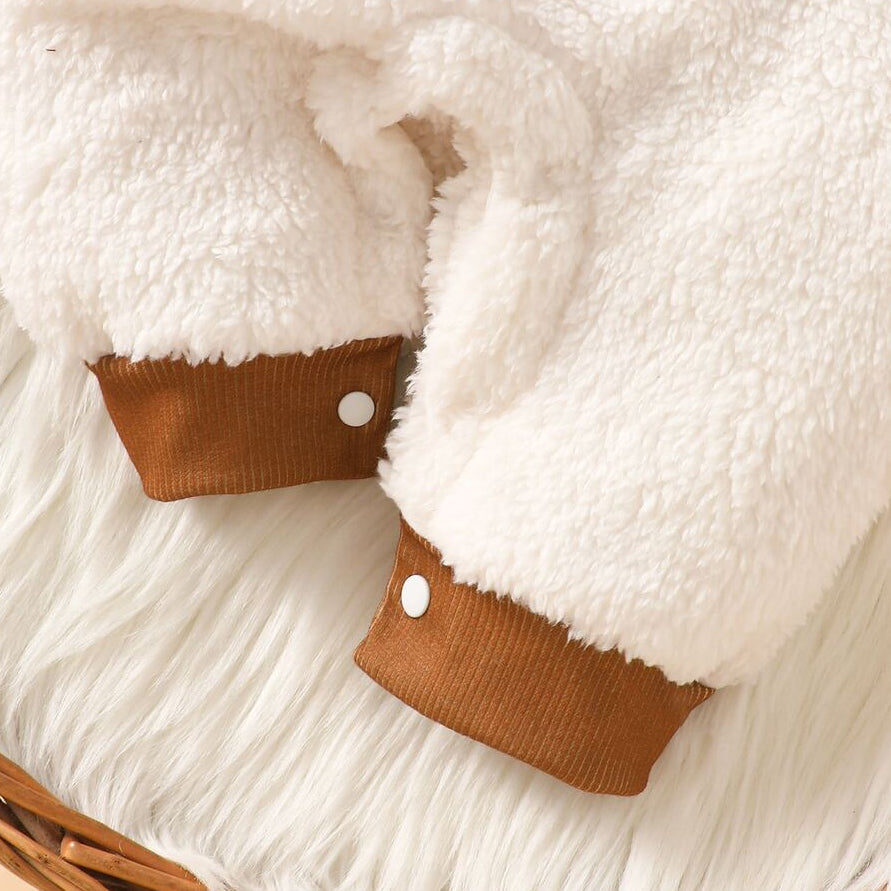 2PCS Lovely Gingerbread Cane Candy Embroidered Fleece Baby Jumpsuit