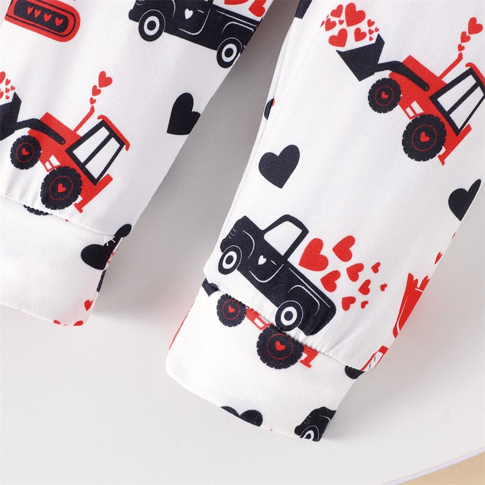 3PCS Lover Boy Letter Printed Long Sleeve Baby Overalls Set