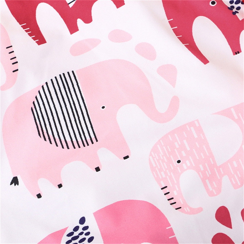 Lovely Cartoon Elephant Print Long Sleeve Baby Jumpsuit