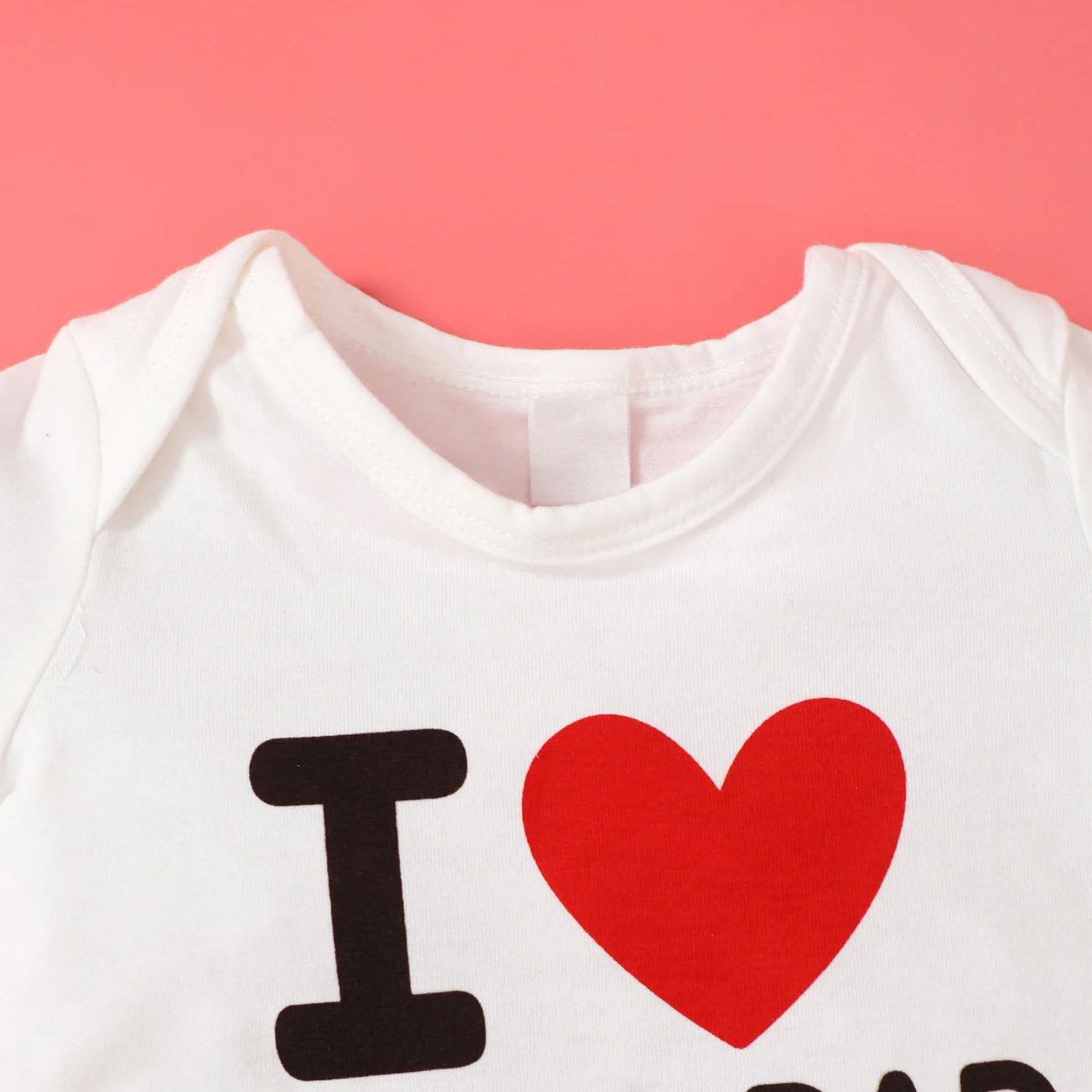 3PCS I Love Mom and Dad Letter Heart Print Baby Set