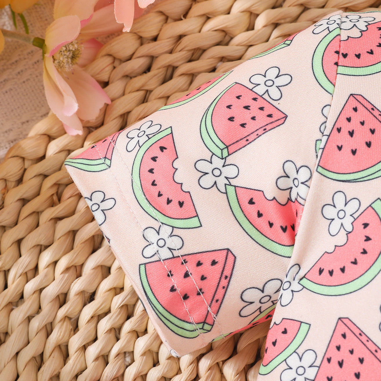 Lovely Watermelon Print Short Sleeve Baby Girl Jumpsuit