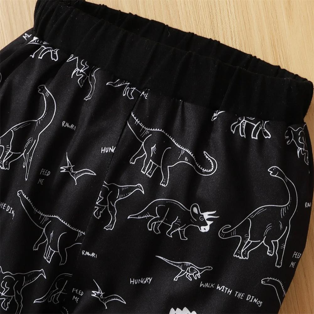 3PCS Mommy's Boy Letter Dinosaur Print Long Sleeve Baby Set