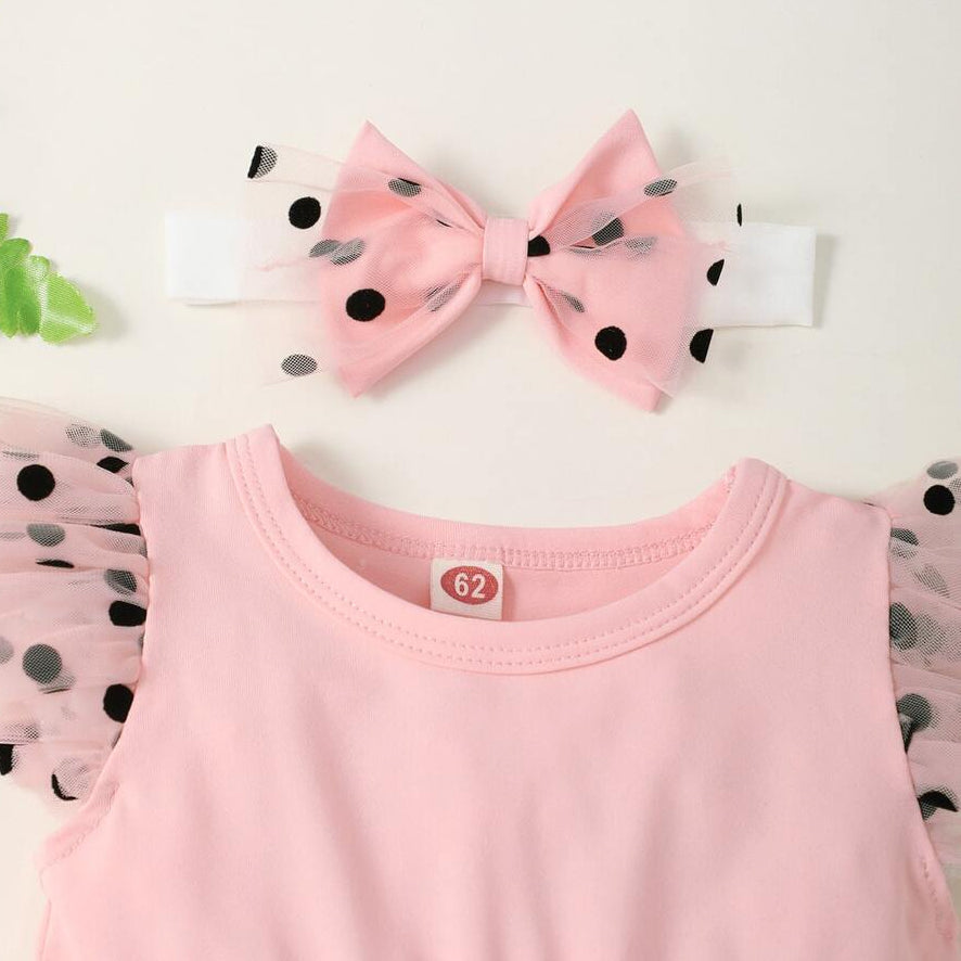 2PCS Gorgeous Polka Dots Printed Baby Romper