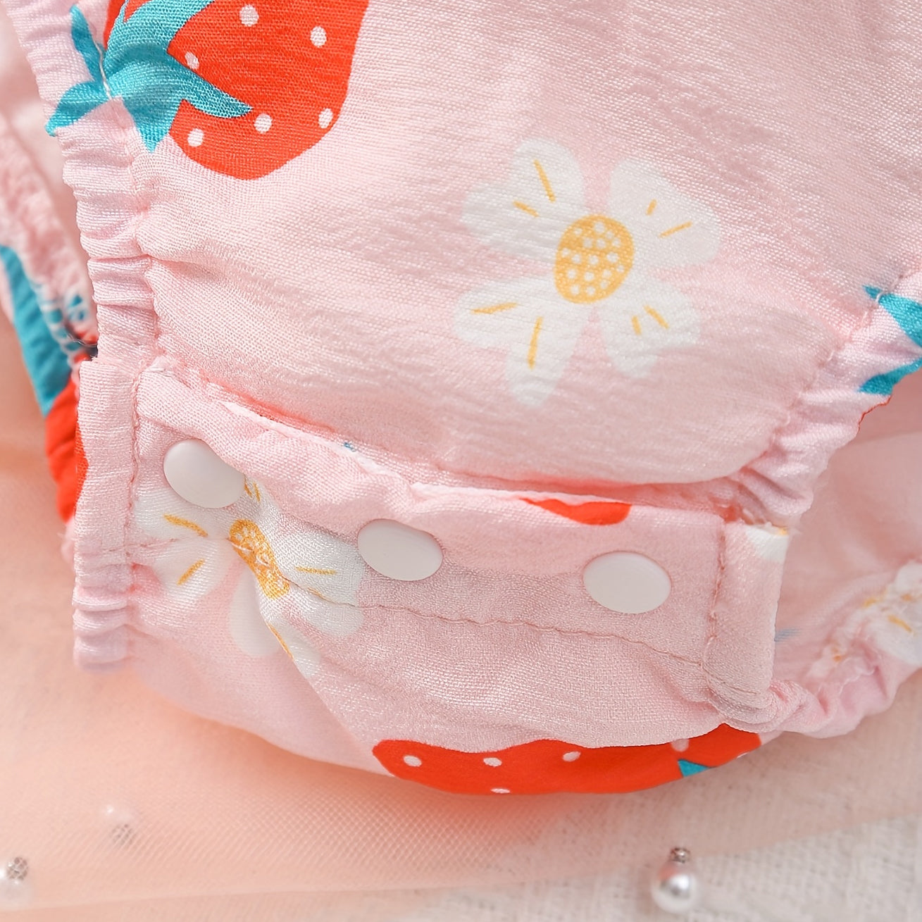 2PCS Lovely Strawberry & Floral Print Sleeveless Baby Girl Romper