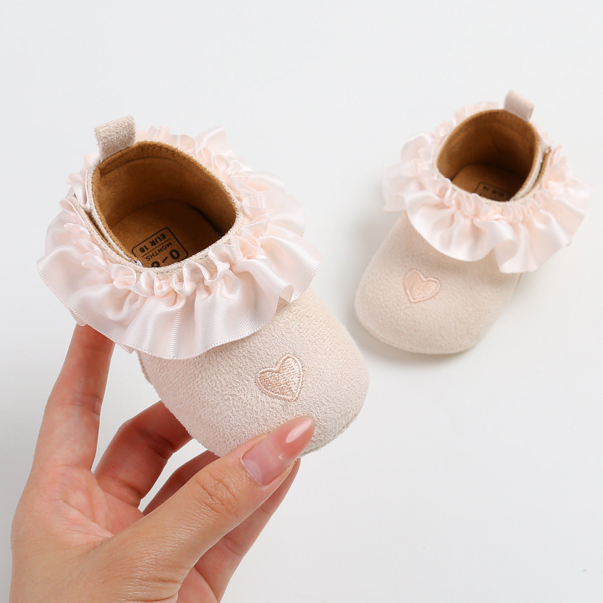 Heart Embroidery Anti Slip Soft Girls Baby Shoes