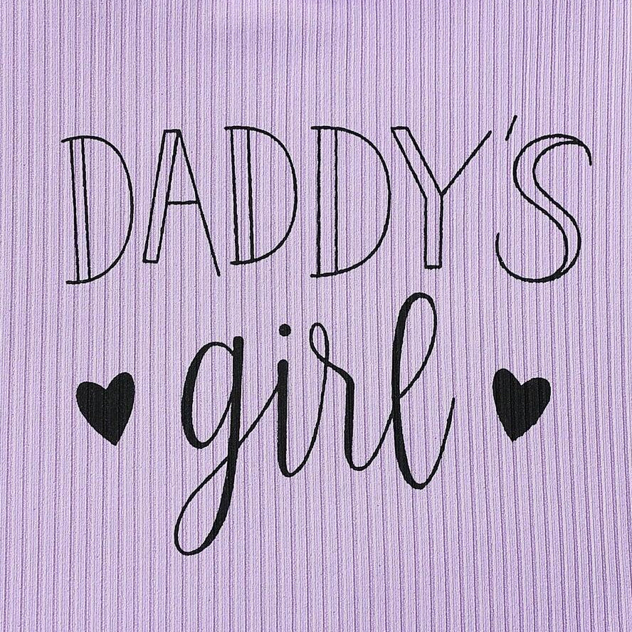 3PCS Dreamy Daddy's Girl Letter Floral Print Flutter Sleeve Baby Set