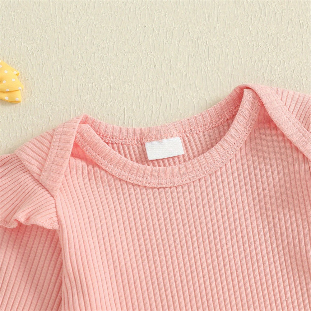 2PCS Sweet Bow Print Long Sleeve Baby Set