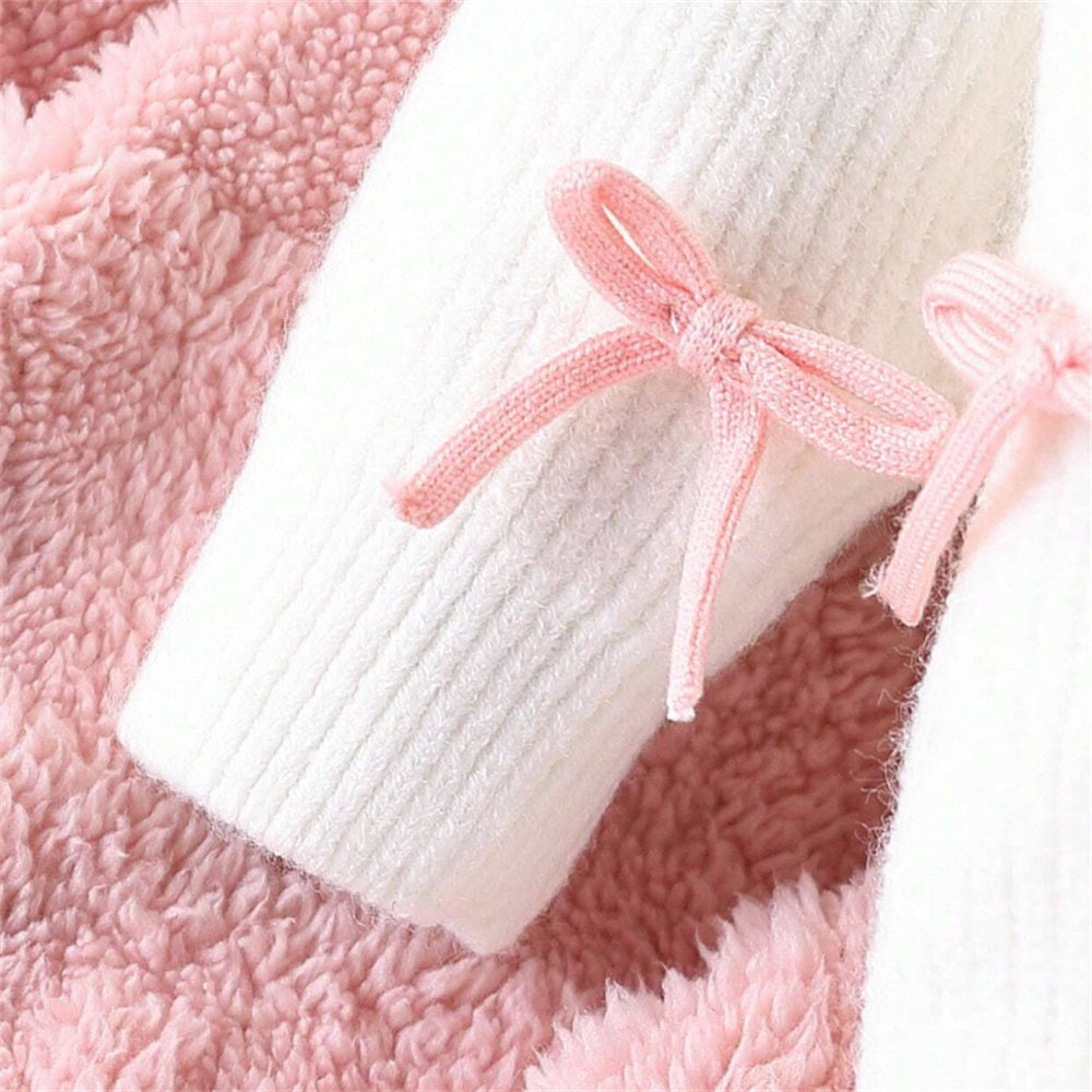Fashion Cute Versatile Knitted 3D Bow Long Sleeve Baby Jumpsuit