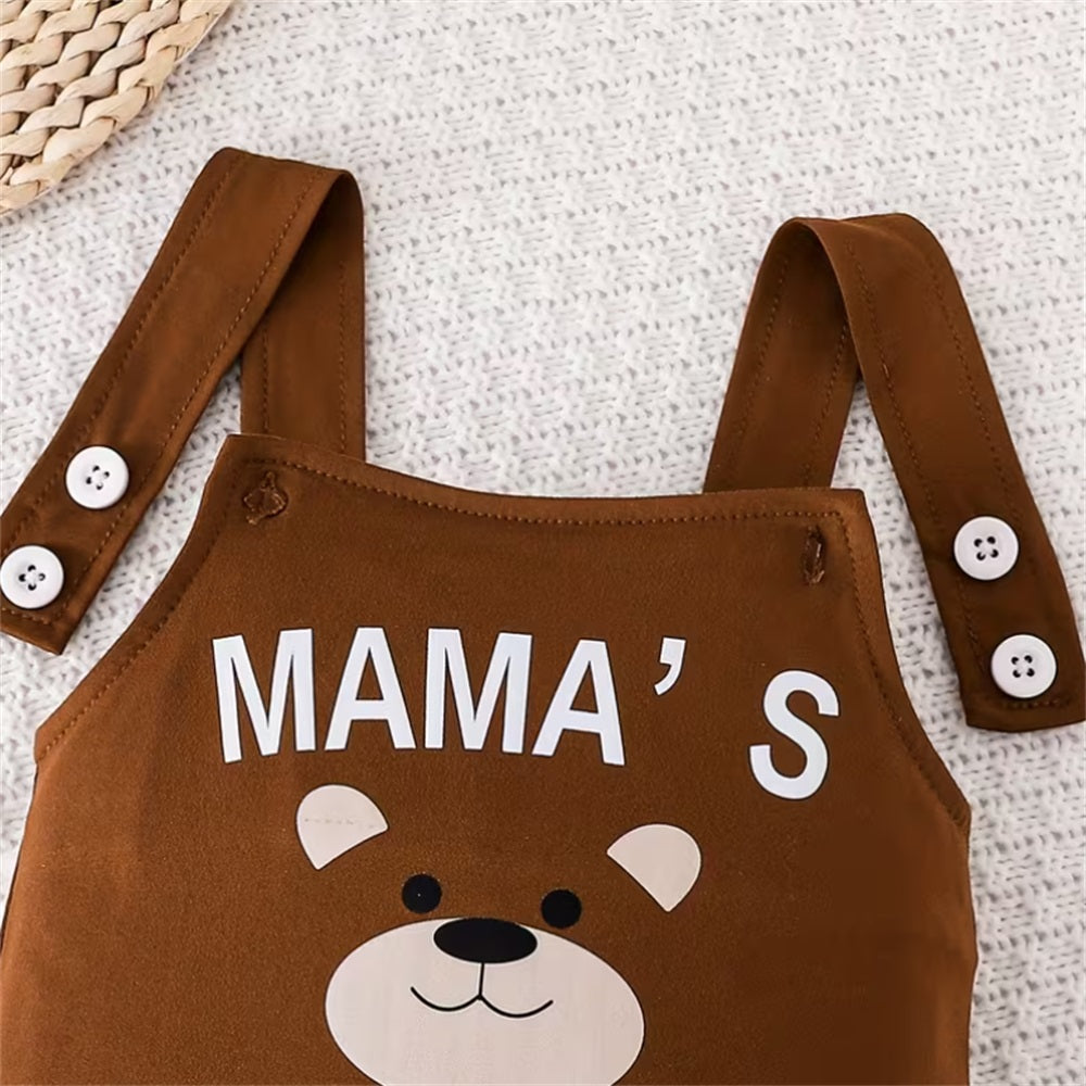 3PCS Mama's Cute Little Bear Letter Print Long Sleeve Baby Set