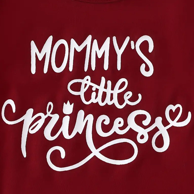 3PCS Mommy's Little Princess Letter Floral Printed Baby Set