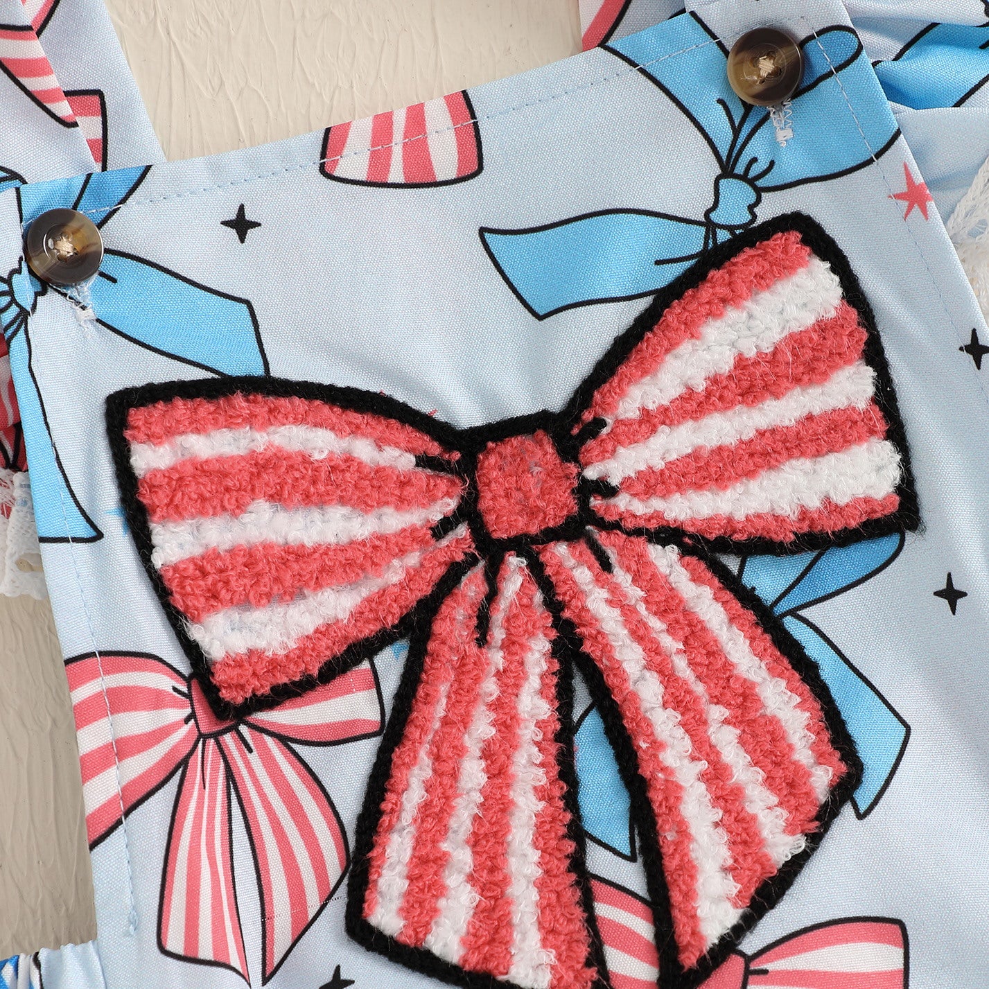 2PCS Cute Bow Printed Independence Day Baby Romper