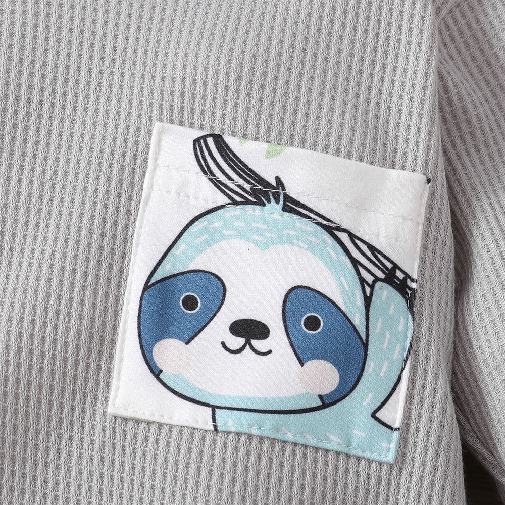 2PCS Lovely Sloth Printed Long Sleeve Hoodie Baby Set
