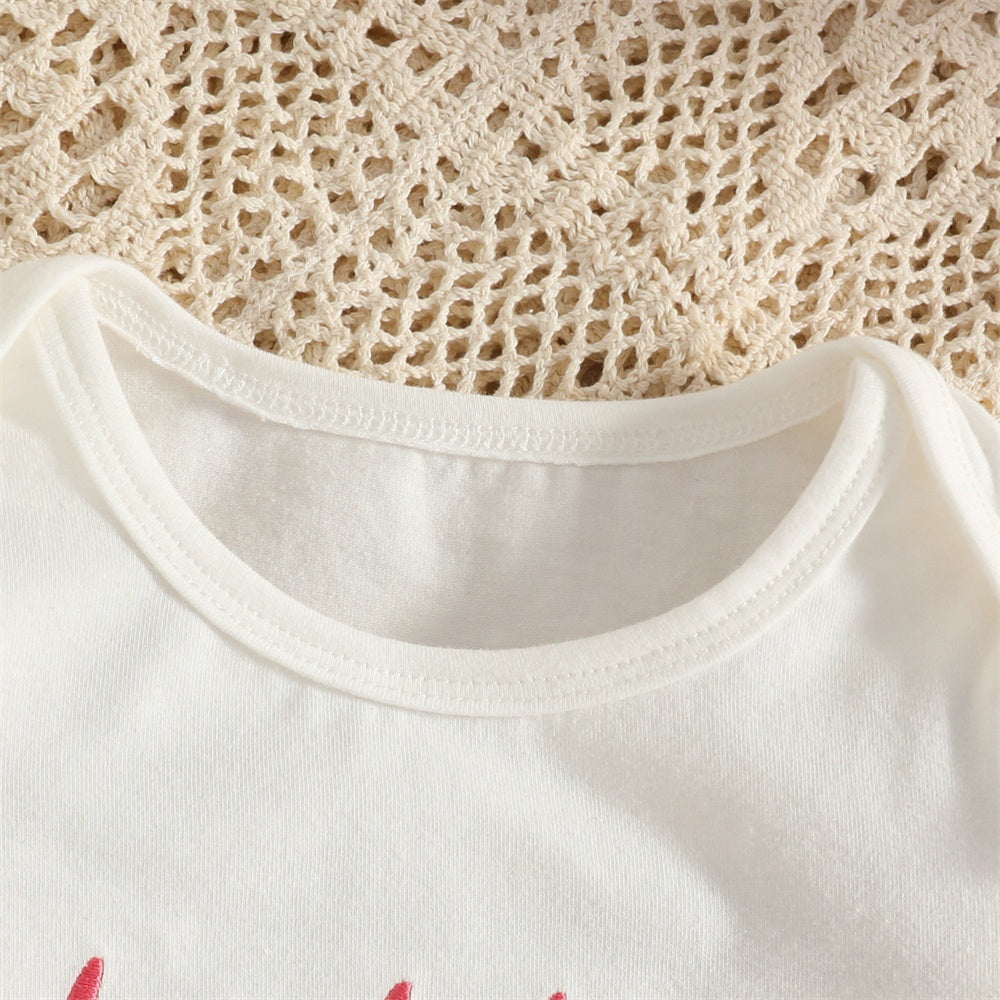 3PCS Daddy's Girl Letter Houndstooth Print Long Sleeve Baby Set