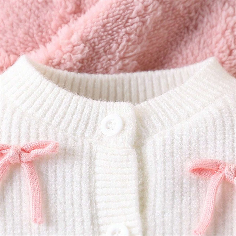 Fashion Cute Versatile Knitted 3D Bow Long Sleeve Baby Jumpsuit