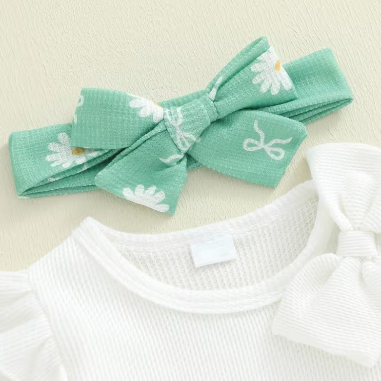 3PCS Cute Daisy Print Long Sleeve Baby Set