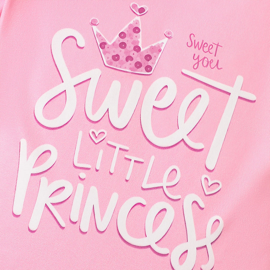 3PCS Sweet Little Princess Letter Floral Print Short Sleeve Baby Set
