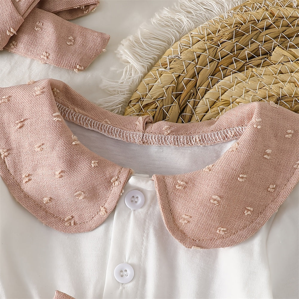 2PCS Pretty Color Blocking Long Sleeve Baby Jumpsuit