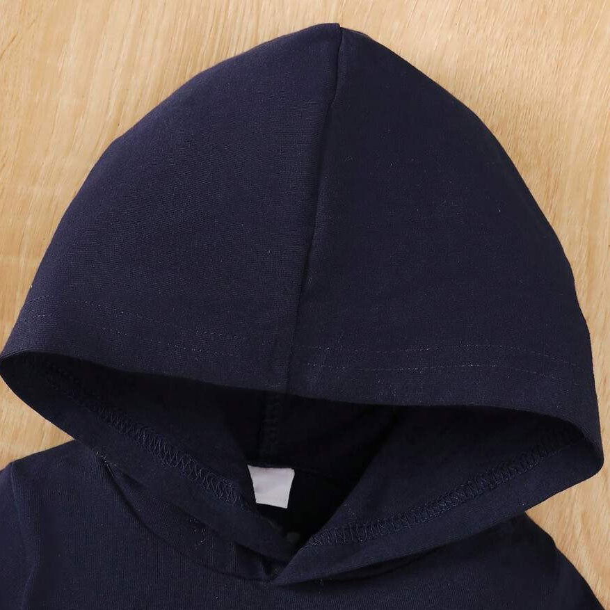 2PCS I Love Mom Dad Letter Printed Long Sleeve Hooded Baby Set