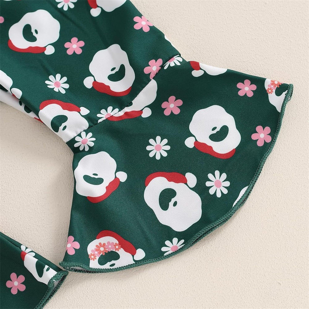 3PCS Santa Baby Letter Santa Claus Print Long Sleeve Baby Set