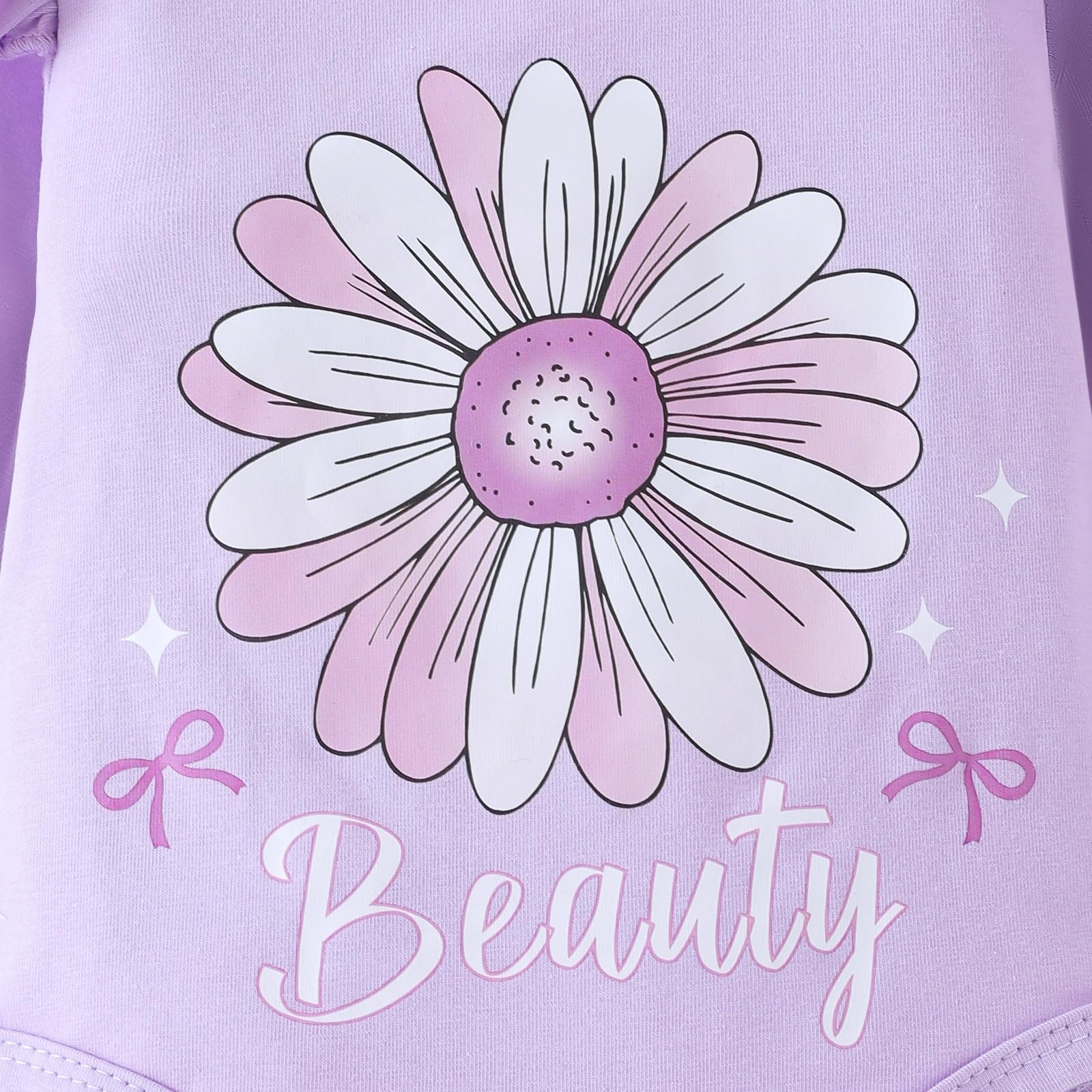 3PCS Beauty Letter Daisy Printed Baby Set