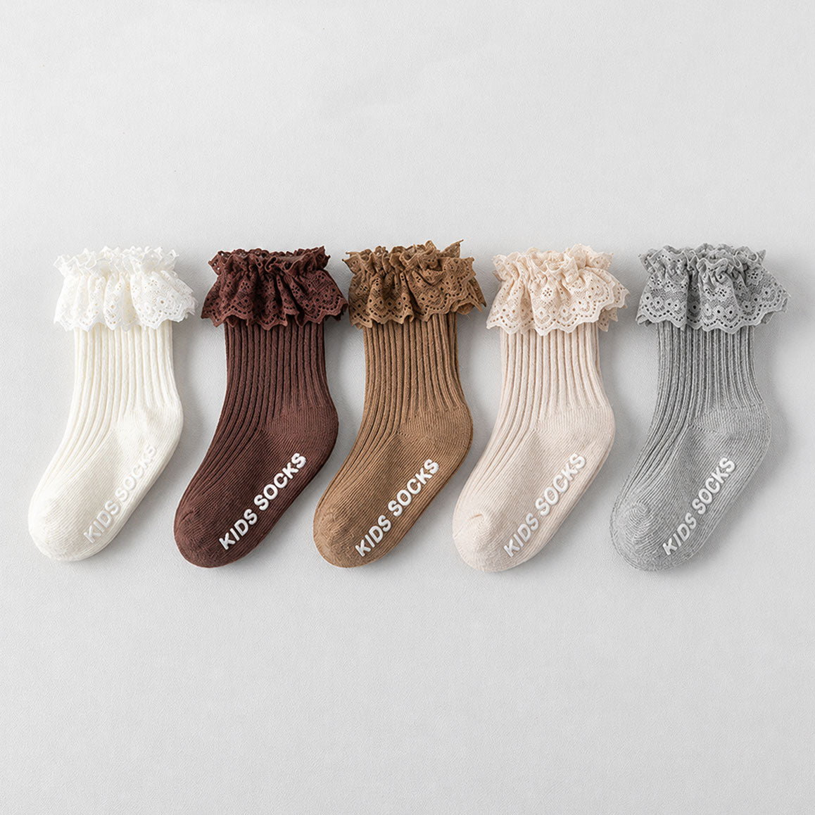 Cute Ribbed Lace Ruffle Mid Calf Baby Socks