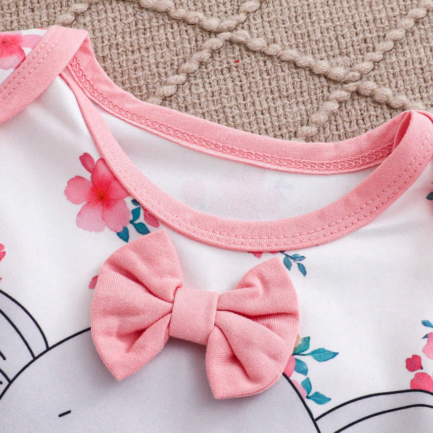 3PCS Elephant Floral Printed Sleeveless Baby Set
