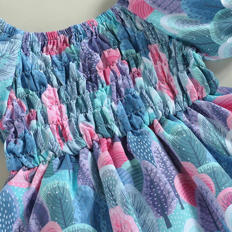 2PCS Allover Leaf Printed Short Sleeve Baby Romper