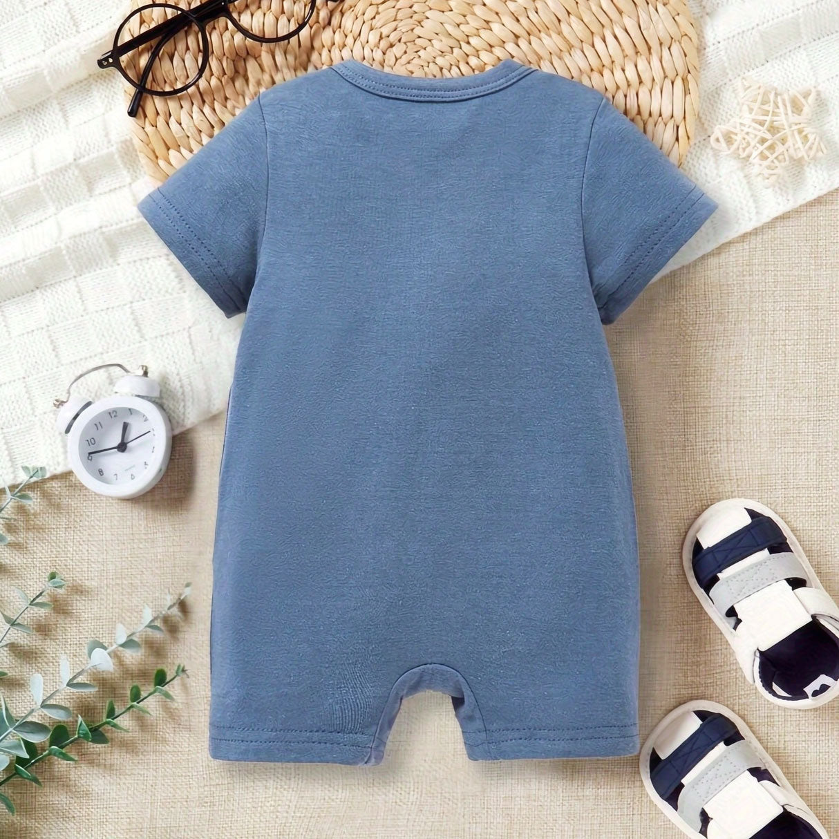 Just A Boy Who Loves His Mom Letter Printed Short Sleeve Baby Jumpsuit