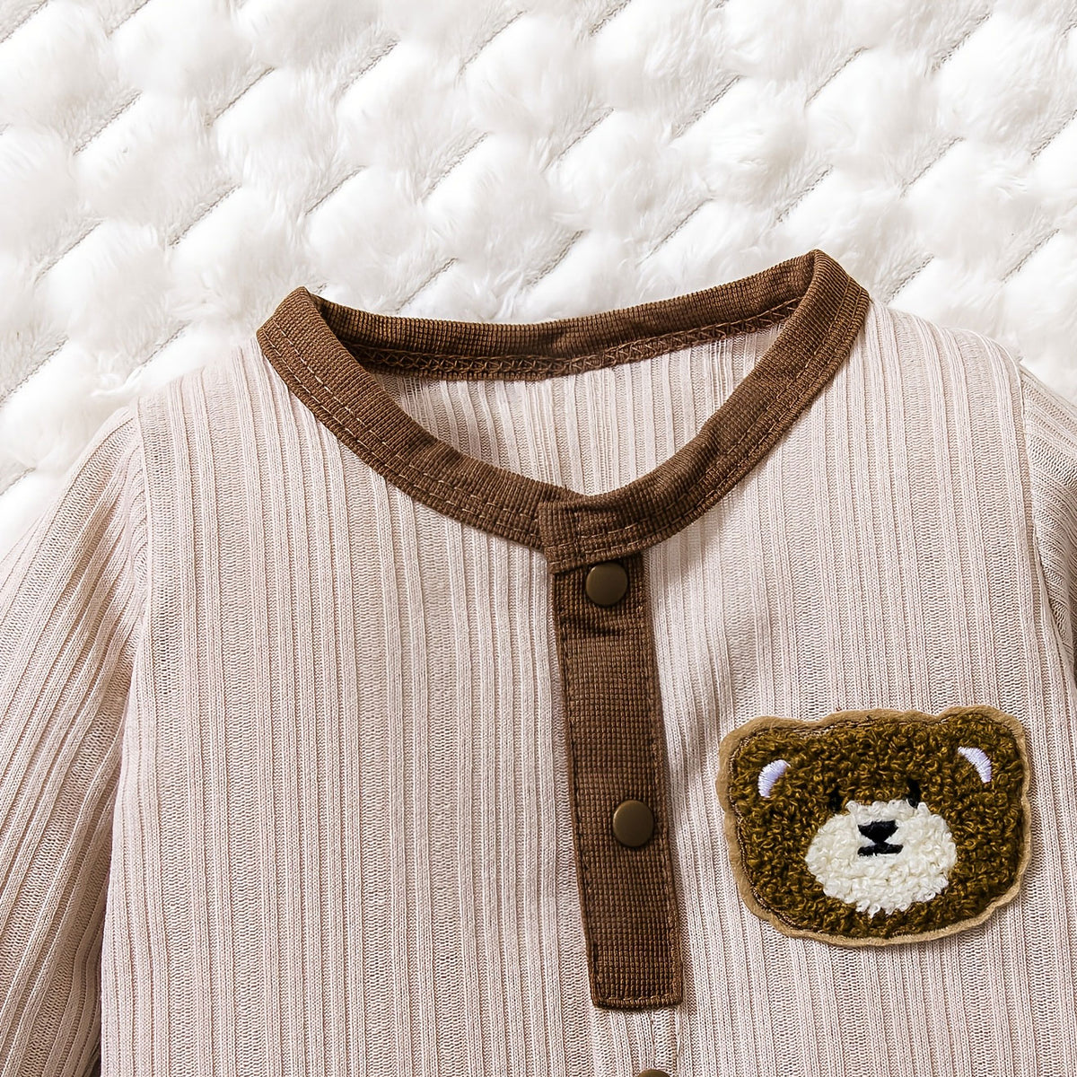 2PCS Comfort Bear Applique Long Sleeve Baby Set