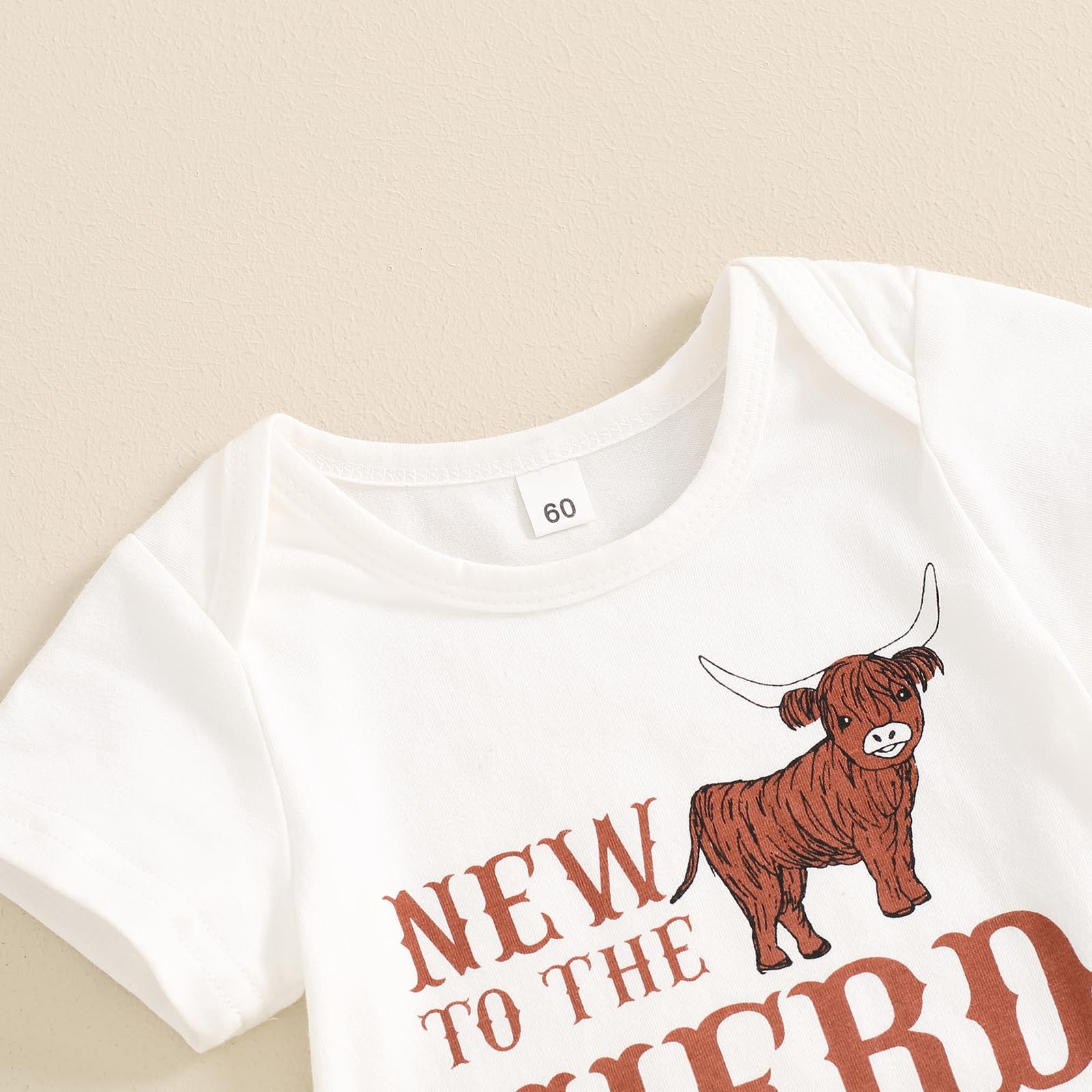 3PCS New To The Hero Letter Western Cow Printed Baby Set