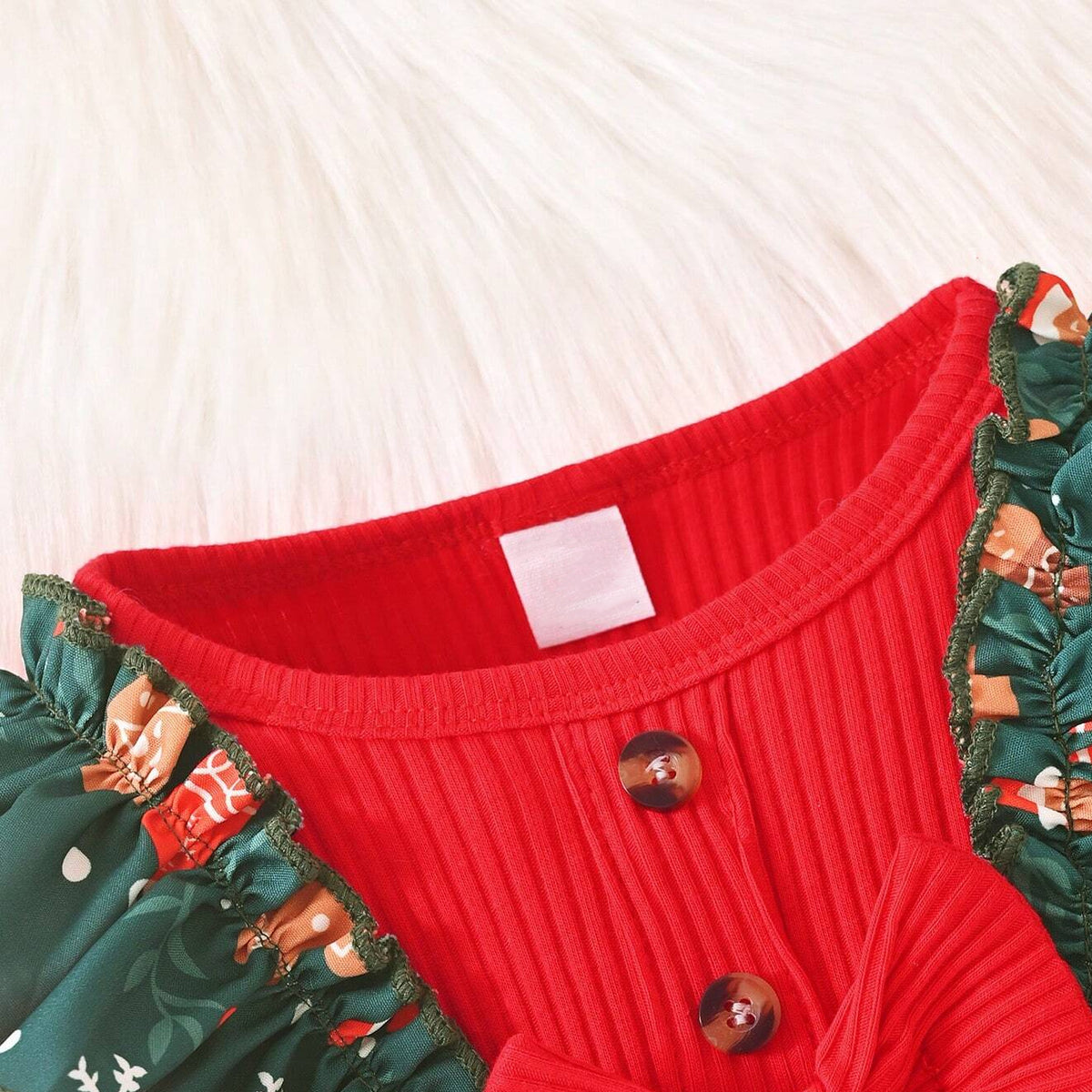 2PCS Sweet Christmas Print Long Sleeve Baby Girl Jumpsuit
