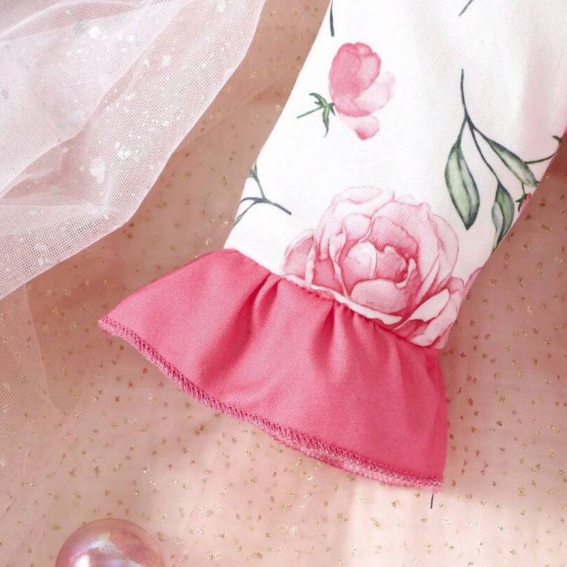 2PCS Pretty Allover Floral Printed Long Sleeve Baby Jumpsuit