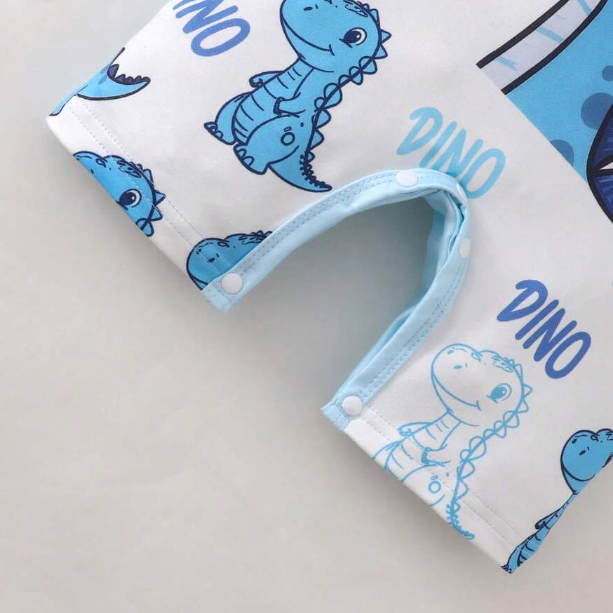Adorable Dinosaur Print Short Sleeve Baby Jumpsuit