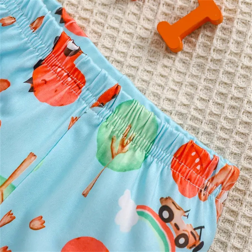 2PCS Casual Cute Animal Print Long Sleeve Baby Set