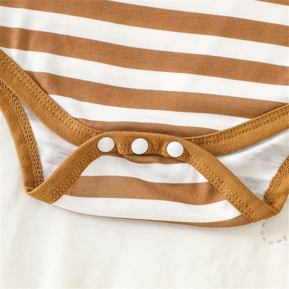 2PCS Cute Puppy Print Striped Long Sleeve Baby Set