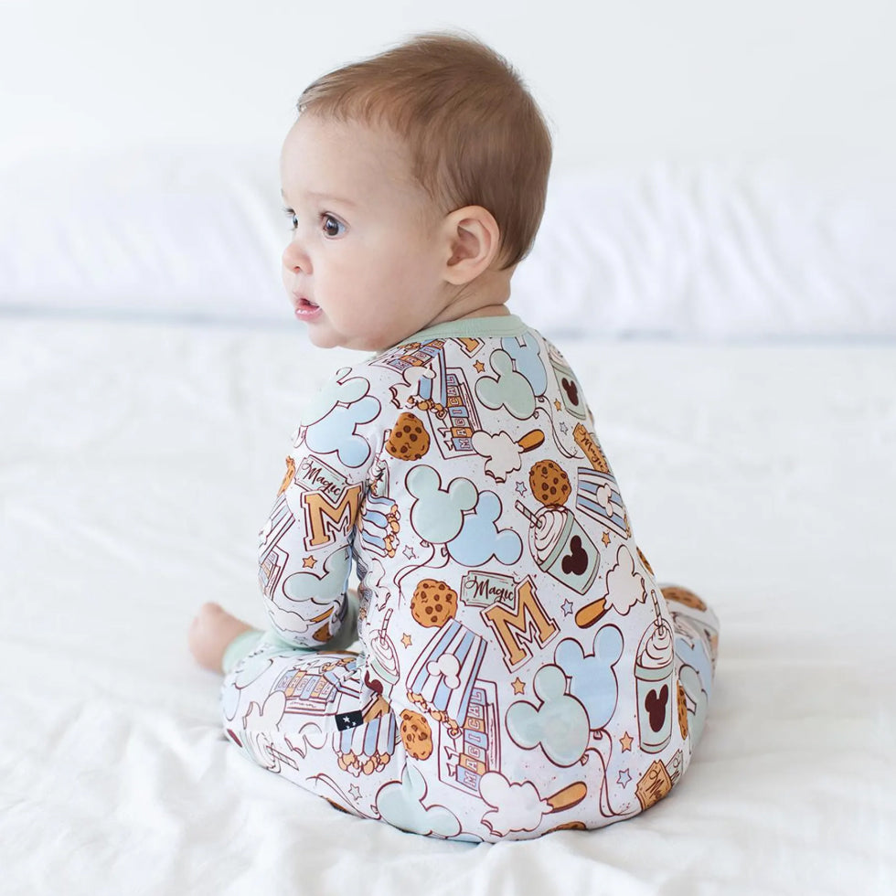 Cartoon Food Printed Zipper Bamboo Viscose Baby Jumpsuit