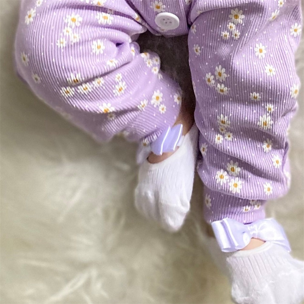 2PCS Elegant Floral Print Long Sleeve Baby Girl Jumpsuit