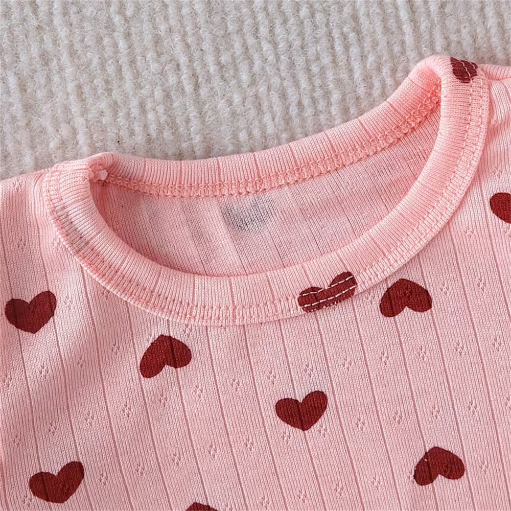 3PCS Comfortable Heart Print Long Sleeve Baby Set