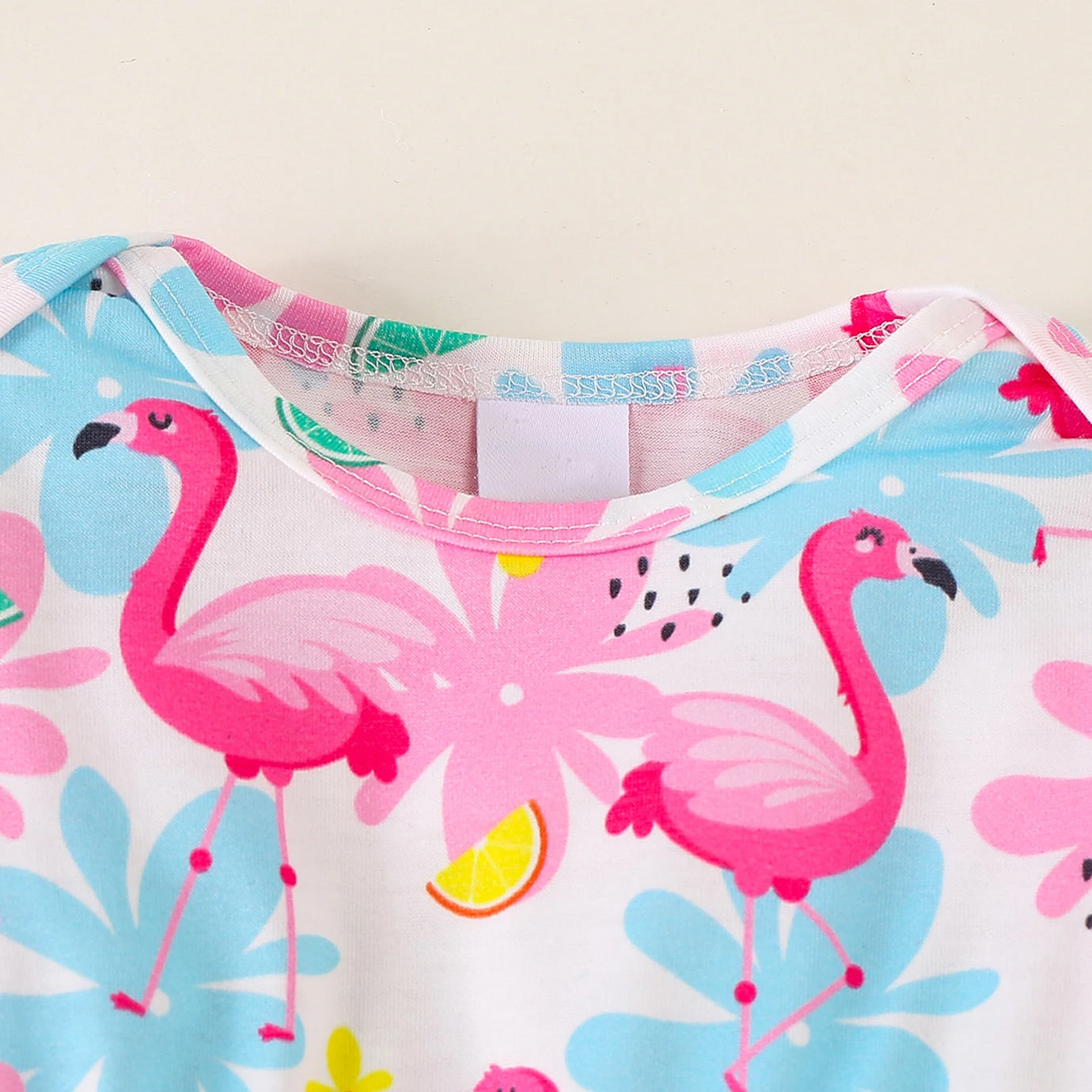 2PCS Flamingo Floral Printed Baby Jumpsuit