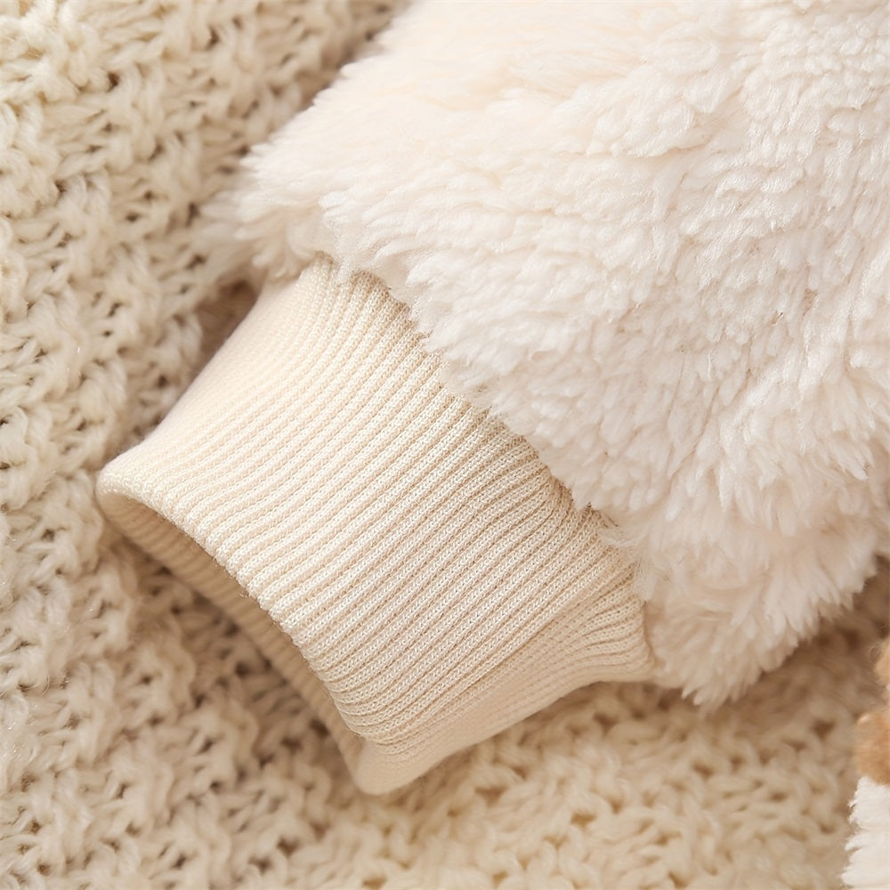 Winter Cute Cartoon Bear Pattern Hooded Long Sleeve Baby Jumpsuit