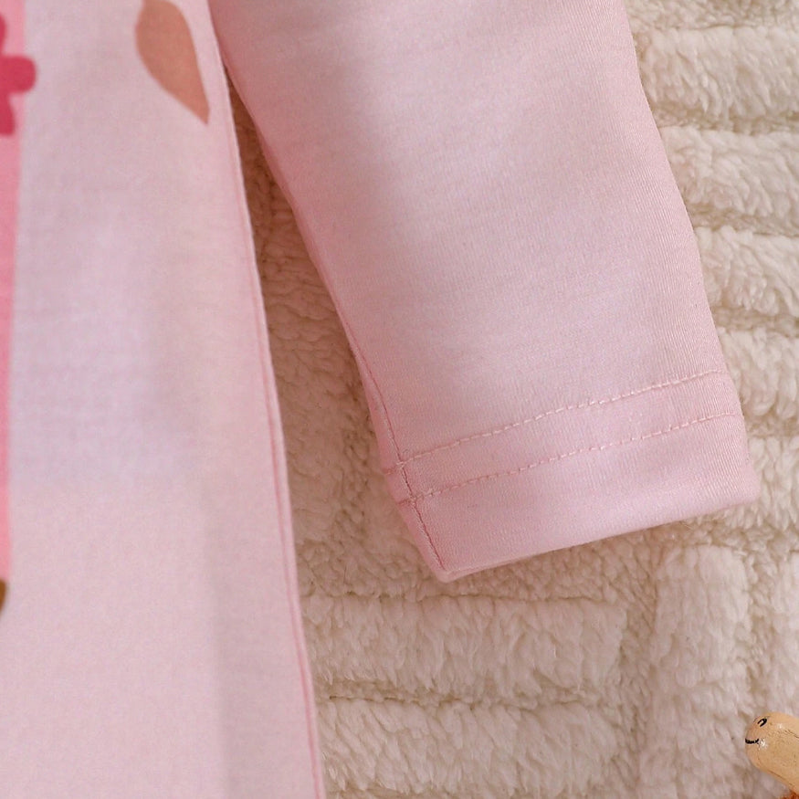 2PCS Cute Giraffe Print Long Sleeve Baby Jumpsuit