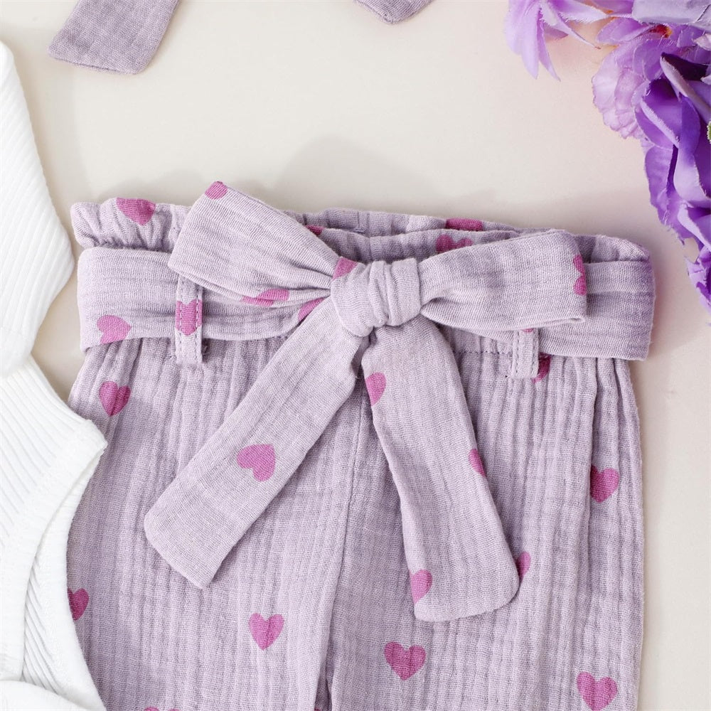 3PCS Cute Heart Print Long Sleeve Baby Set