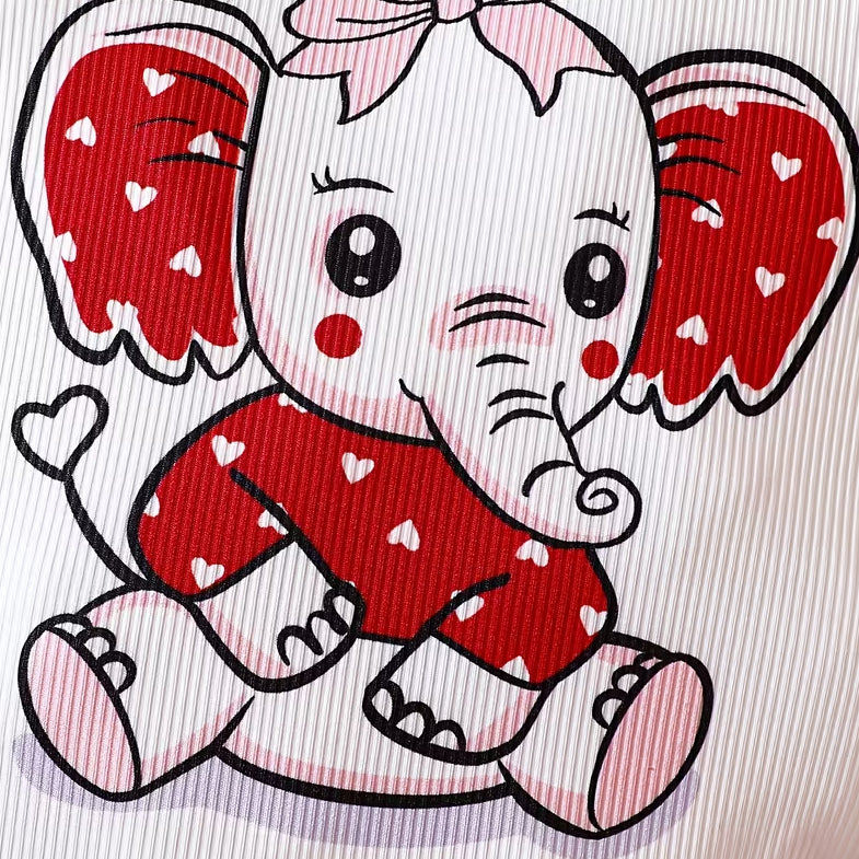 3PCS Grace Elephant Heart Print Baby Set